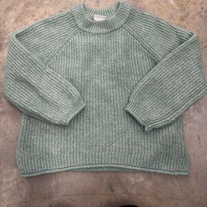 Zara Chunky knit sweater preppy Cottage core  Mint Green Girls 4-5